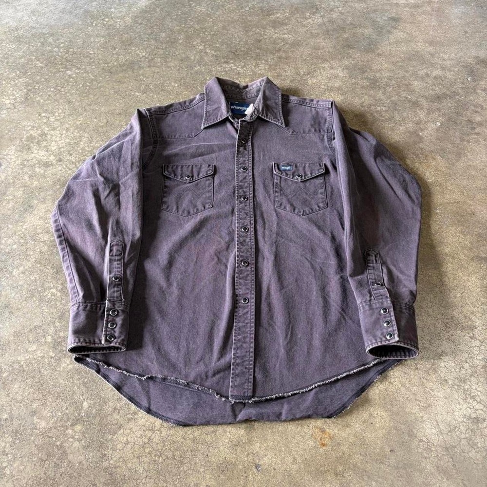 90s‎ wrangler brown pearl snap button up